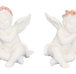 Ingel roosa pärjaga südamega 7 cm