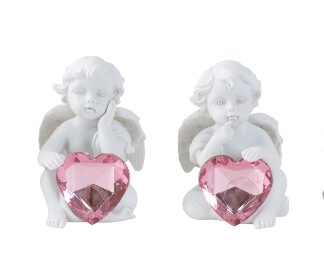 Ingel roosa kristall südamega 6 cm