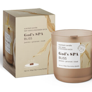 Puidust tahiga sojavahast aroomiküünal God`s Spa Bliss 150g