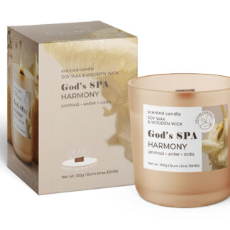 Puidust tahiga sojavahast aroomiküünal God`s Spa Harmony 150g